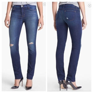 J Brand Alta Distressed Ripped Knee Mid Rise Skinny Jeans Size 25